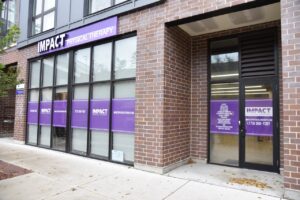 View of the front door and windows at IMPACT Physical Therapy Lakeview